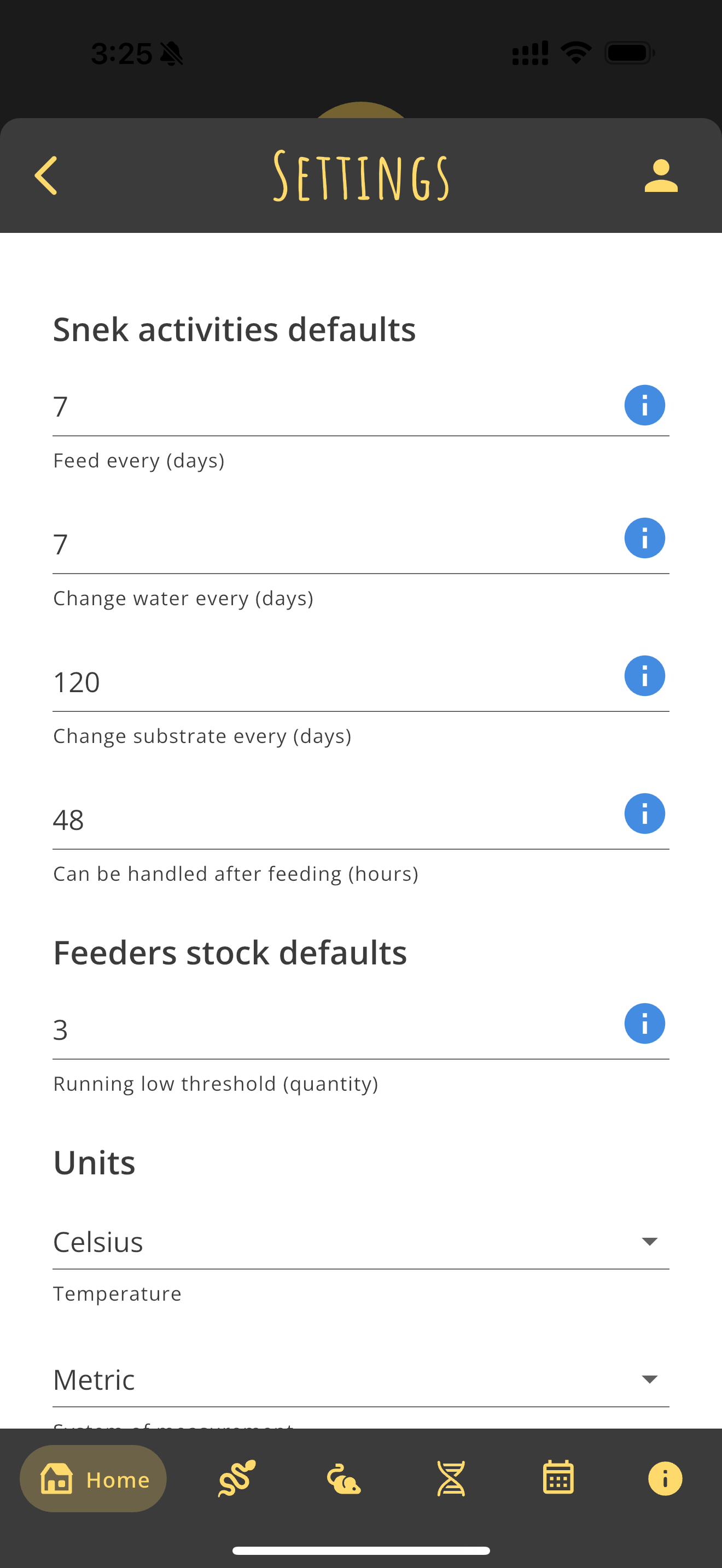 Customizable Settings